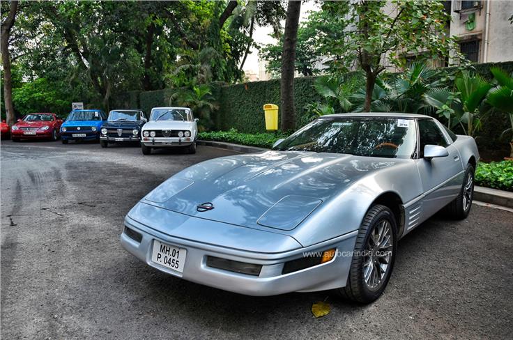 A silver Corvette C4 grabbed a lot of eyeballs for its iconic shape. 